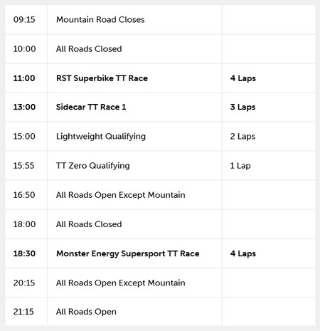 Horario Isla Man Lunes 3 Junio