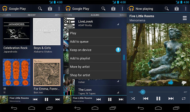 Google Play Music se actualiza, nueva interfaz, nuevo widget y cola de ...