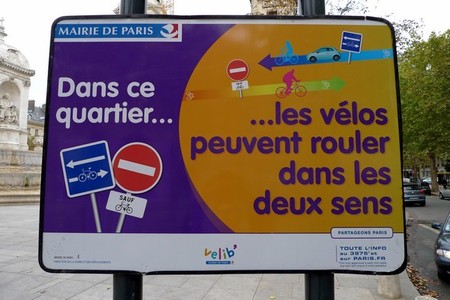 Indicación para bicicleta en París