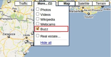 Google maps añade una capa para Buzz en su versión web