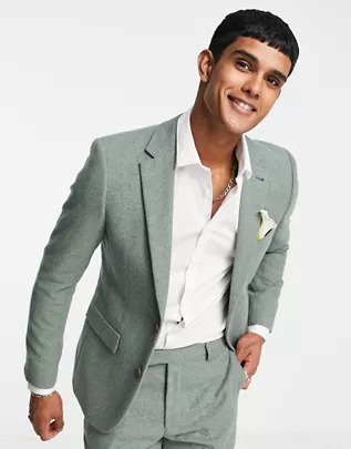 Chaqueta de traje de corte slim de tweed de mezcla de lana de Harry Brown
