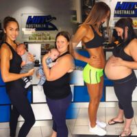 Siguen siendo muy diferentes: la mamá fitness recrea la foto viral junto a su amiga, esta vez ya con el bebé 