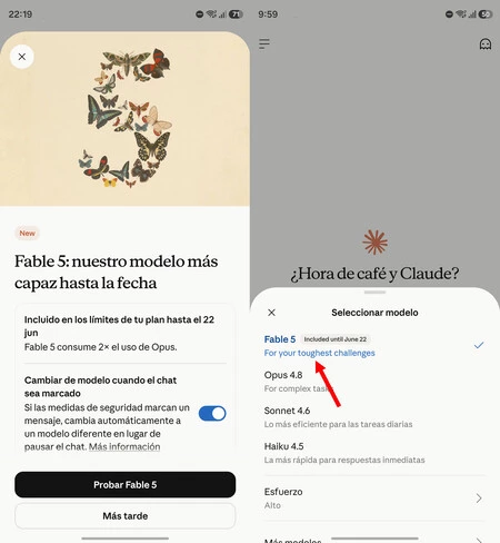 Fable 5 en Claude para Android