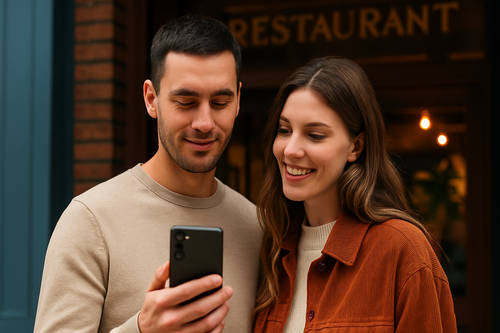 buscando restaurante en el móvil