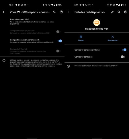 Compartir Internet Bluetooth