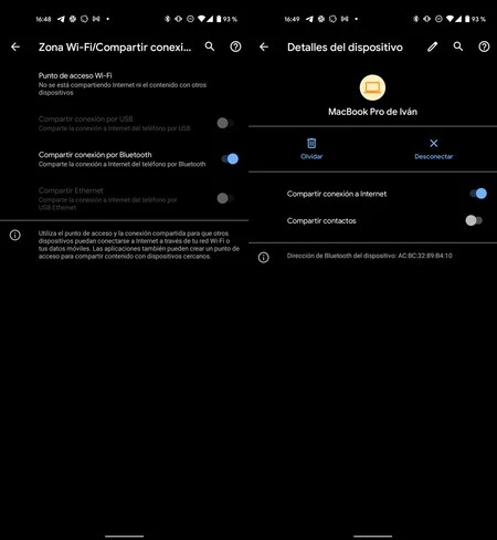 Compartir Internet Bluetooth