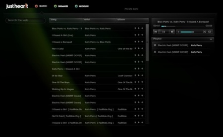 Just Hear It, buscador y reproductor online de temas musicales