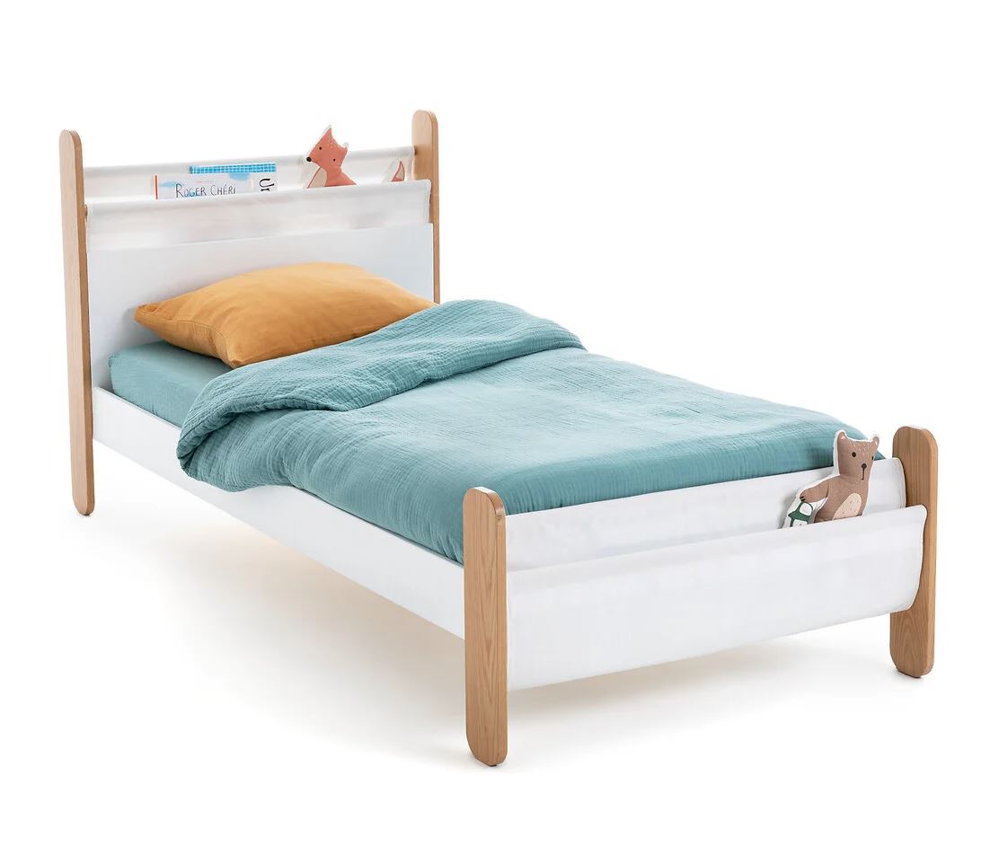 Cama con somier y bolsillos de almacenamiento Nadéon