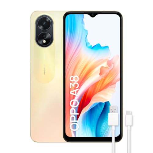 OPPO A38 - Smartphone Libre, 4GB+128GB, Pantalla FHD+LCD 6.6", Cámara 50+2+5MP, Android, Batería 5000mAh, Carga Rápida 33W – Dorado