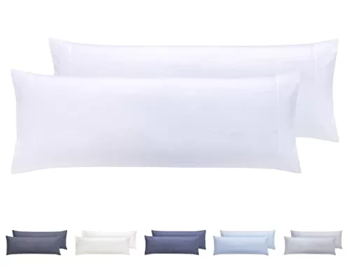 Todocama – Juego de 2 Fundas de Almohada, Microfibra Extra Suave, hipoalergénicas. Juego de 2-90x40 cm Blanco