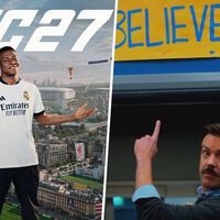 Ted Lasso se cuela en la portada de FC 27. A ver si encuentras el cartel de Believe junto a Mbappé