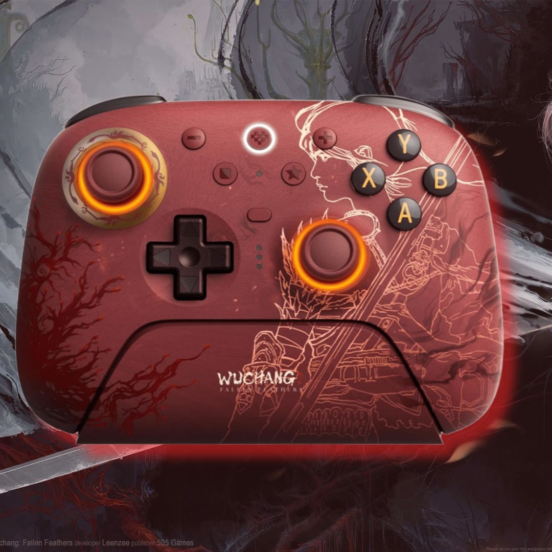 Controle sem fio 8BitDo Ultimate 2 para Windows e Android, com joysticks TMR, gatilhos com efeito Hall tátil/comutável, iluminação RGB Fire Ring e tecnologia 8Speed, edição WUCHANG: Fallen Feathers