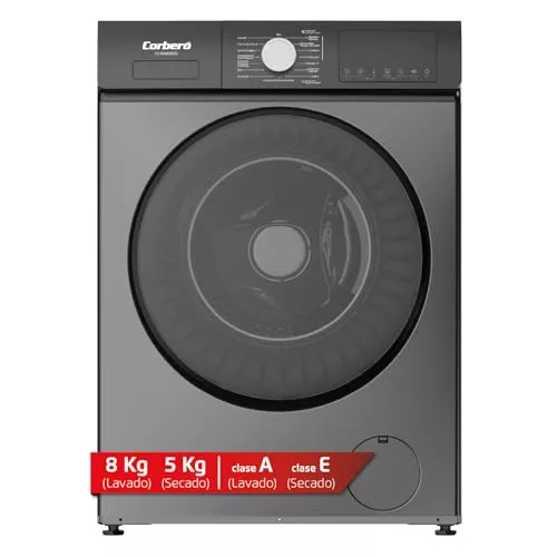 Corberó - Lavadora Secadora 2 en 1| CLSW805DG | 8 Kg / 5 Kg Secado | 1200 rpm | Motor Inverter | 16 Programas | Programa Antialérgico y Opción Vapor | Aclarado Extra | Clase A-20%| Gris