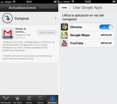 Gmail para iOS ya enlaza directamente con las aplicaciones de Google
