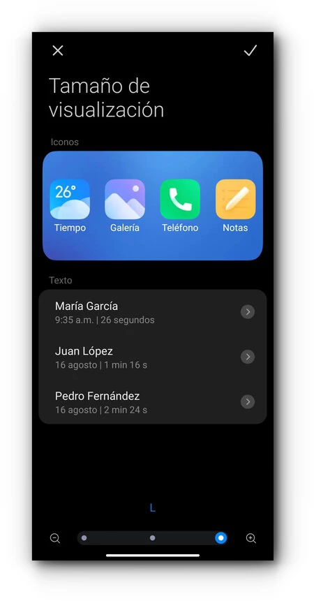 Tamano Visualizacion Miui