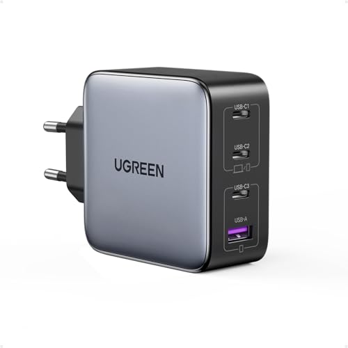 UGREEN Nexode 100W Cargador USB C GAN 4 Puertos, Enchufe de Pared Quick Charge Compatible con Samsung Galaxy S23/S22/S21/S20, iPhone 16/15/14/13/12, MacBook Pro/Air, iPad, Steam Deck