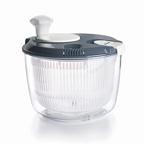 Lacor - 61422 - Centrifugadora KLEIN de Gran Velocidad, Pomo Giratorio, Sistema de Bloqueo, 3 piezas: Escurridor, Rejilla, Bol, 100% libre BPA, Ø 20,5 x 19 cm, Gris