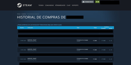 Historial Steam