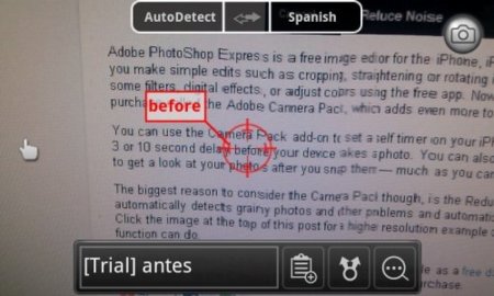 CamTranslator para Android, traducción de palabras en tiempo real con ayuda de la cámara