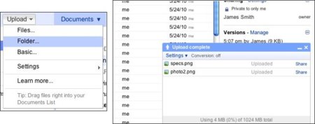 Google Docs mejorará la subida de ficheros al servicio con tres nuevas funcionalidades
