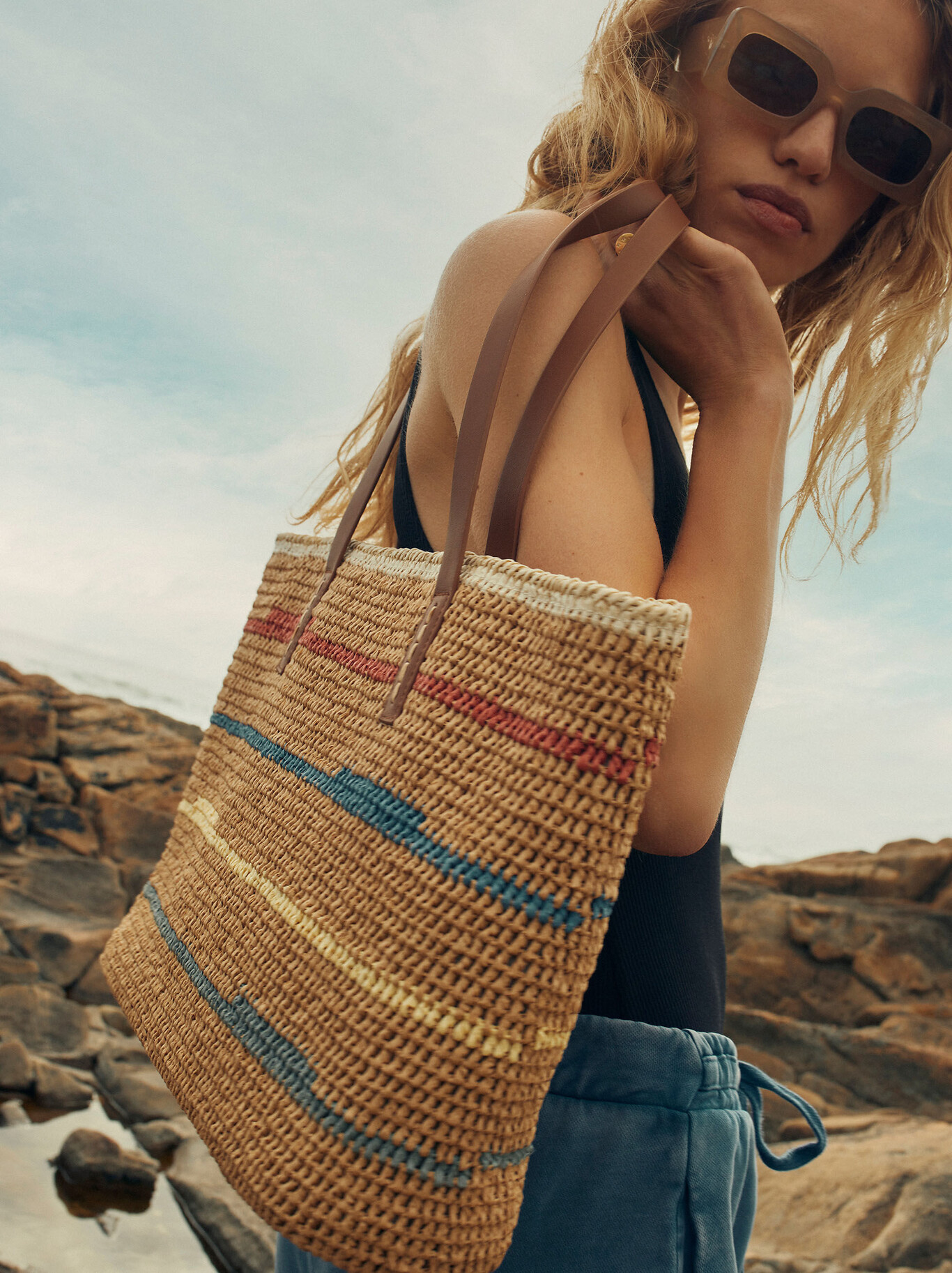 Bolso Mimbre Mujer Bolso Mujer De Paja Rafia Para Verano Playa