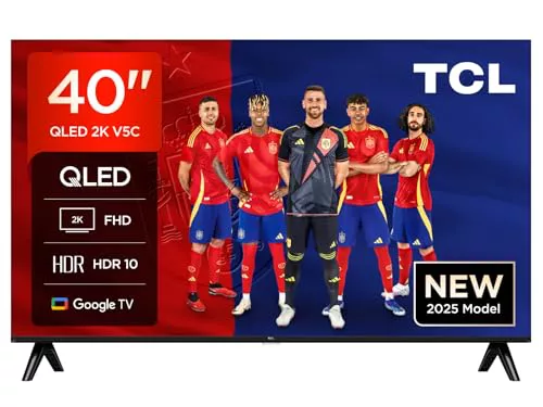 TCL 40V5C - Smart QLED Full HD de 40" Direct LED TV con Android TV y HDR - Compatible con Google Cast y Google Home, diseño Delgado [Clase de eficiencia energética F]