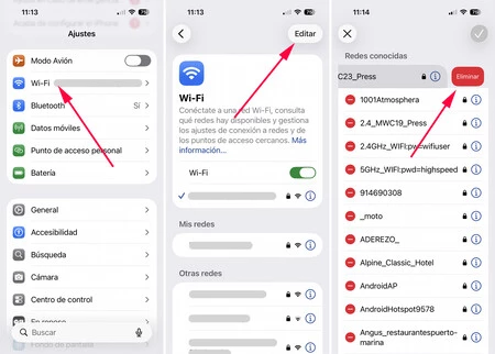 Eliminar Redes Wifi Iphone