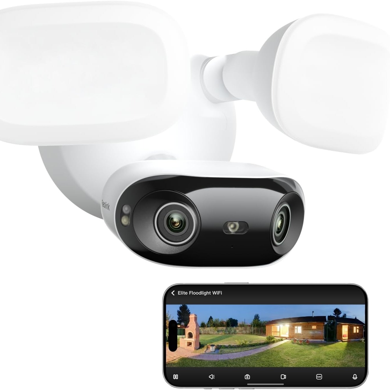 La Reolink Elite Floodlight WiFi combina resolución 4K UHD, una panorámica de 180° y focos de 3000 lúmenes con IA local ReoNeura™ para búsquedas de vídeo rápidas y precisas. Precio original: 229,99 €.