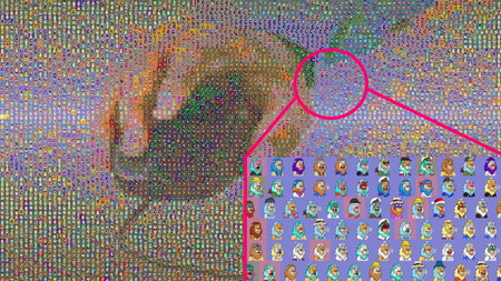 Un usuario se mofa de los NFT creando un mosaico "millonario" formado por 10.000 NFT… que representa su mano descargándolos