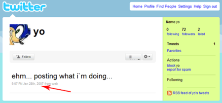 Usuario de Twitter "Yo", inactivo desde 2007