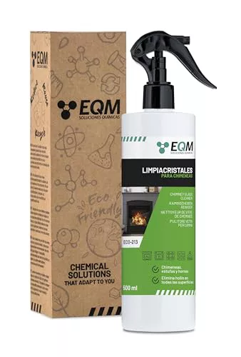 EQM - ECO-213 - Limpiacristales para Chimeneas, Estufas y Hornos - 500 ml - Limpia las manchas de humo y vaho de los cristales - Elimina hollín, limpia ladrillos y otras superficies expuestas al fuego