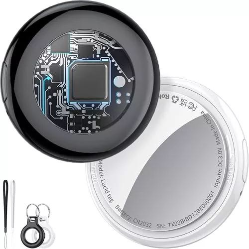 Smart Air Tracker Tag 2 Pack, Bluetooth Localizador de Llaves Funciona con Find My App (Solo iOS), rastreador Bluetooth y localizador de artículos con Sonido, rastreador de Equipaje, Negro y Blanco