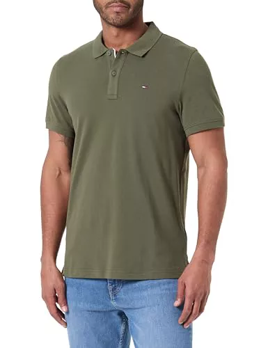 Tommy Jeans TJM Slim Placket Polo EXT DM0DM20676 S/S Polo, Verde (Verde Oscuro), S, Verde (Verde Oscuro), S