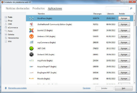 Instalador de WebMatrix
