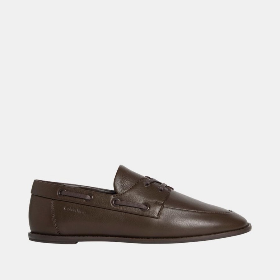Náutico plano de mujer en piel - Calvin Klein - Marrón oscuro

