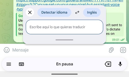 Traductor de Google en la escritura por voz