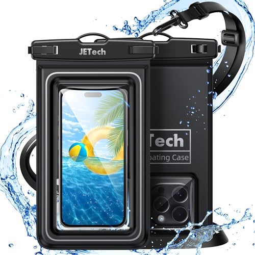 JETech Flotante Bolsa Estanca Móvil, 2 Unidades Funda Impermeable iPhone 16e 16 15 14 13 12 Pro MAX Plus, para Galaxy S25 S24 S23 Ultra y Otros hasta 7 Pulgadas, Bolsa Seca IPX8 con Cordón