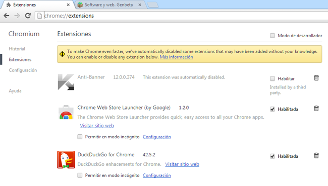 Extensiones de Chrome