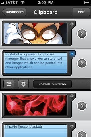 Pastebot, completo portapapeles para el iPhone