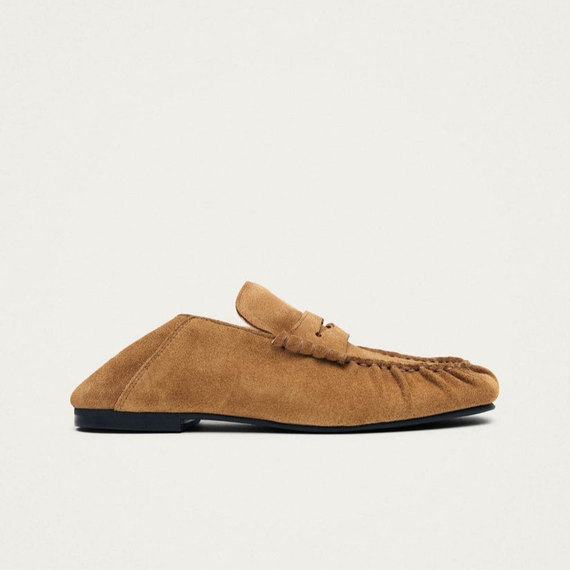 Aven Mule Suede Tan Leather Loafers