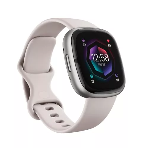 Fitbit Sense 2,Lunar White/Platinum Smartwatch, Unisex-Adult, Blanco Marfil/Aluminio Platino, One Size