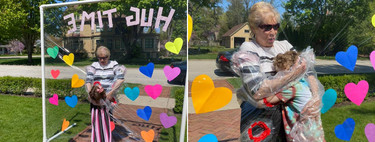 El creativo invento de una madre para que sus hijos pudieran abrazar a su abuela durante la cuarentena