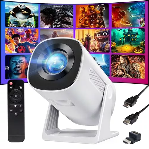 Mini Proyector Portátil [Auto Keystone] YOTON Y4 Proyector 1080P Soporte, 10000L Proyector de Cine Giratorio 270°con Zoom 50%, Compatible con TV Stick,Phone,PC,PS5（Sin Sistema Android）