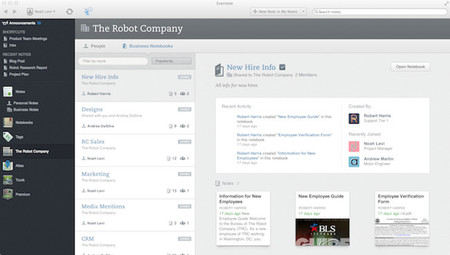 Evernote renueva su versión para empresas