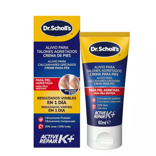 Scholl Crema de Pies para Talones Agrietados, con Urea y Keratina, Blanco, 60 Mililitros, 6