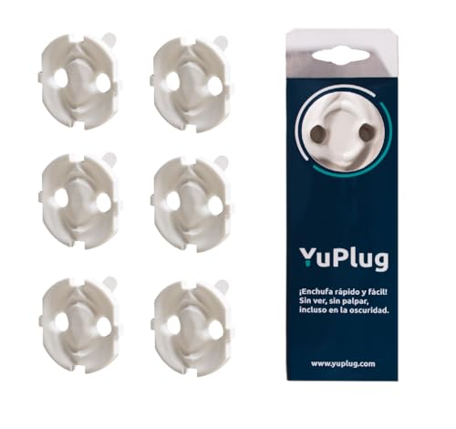 YuPlug® [6 unidades] Enchufa fácil a la primera - Adaptador enchufes Shucko + adhesivo