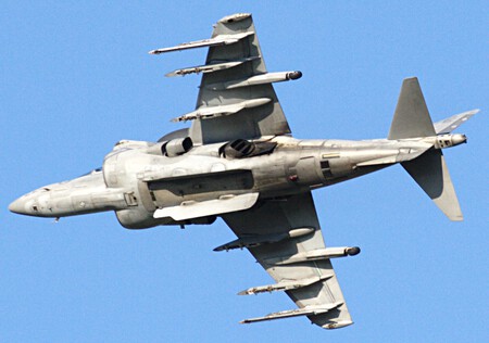 Harrier Av 8b Banking Left Revealing Under Fuselage Section