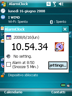 AlarmClock, despertador para Windows Mobile