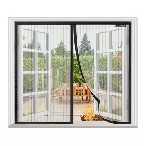 Mosquitera Ventana Magnetica 165x115cm, Mosquitera para La Ventana, Sin Taladrar, Malla Ultrafina, para la Mayoría de los Tipos de Ventanas, Negro