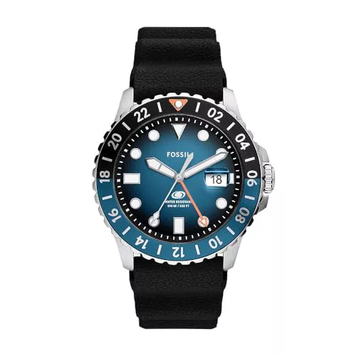 Fossil Reloj para hombre Blue GMT de acero inoxidable, FS6049, Azul